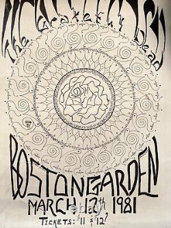 Vintage 1981 Fan Created Grateful Dead Poster Christina Schreiber Boston Garden