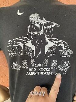 Vintage 1983 Red Rock Amphitheatre Grateful Dead Dancing Bears Black Shirt Sz XL