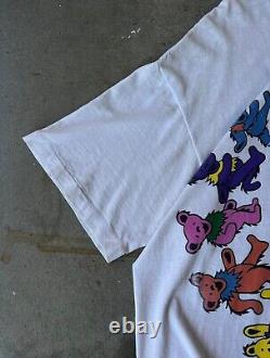 Vintage 1989 Grateful Dead Spiral Dancing Bears Graphic Shirt USA XL White