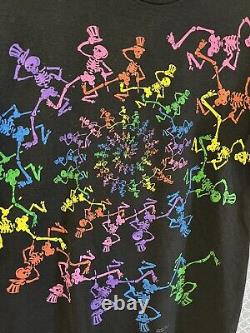 Vintage 1990 Grateful Dead GDM Brokum T-Shirt Dancing Skeletons Spiral Rainbow