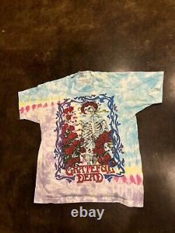 Vintage 1990s GRATEFUL DEAD TIE DYE Band Tee XL Bertha Roses 2 Sided RARE