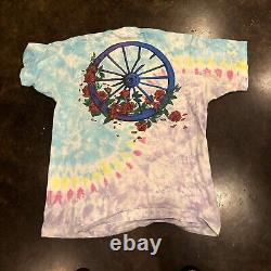 Vintage 1990s GRATEFUL DEAD TIE DYE Band Tee XL Bertha Roses 2 Sided RARE