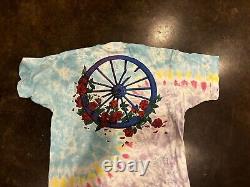 Vintage 1990s GRATEFUL DEAD TIE DYE Band Tee XL Bertha Roses 2 Sided RARE