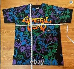 Vintage 1990s Grateful Dead AOP T-shirt size L Made in USA Brockum Single Stitch