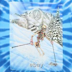 Vintage 1991 Grateful Dead Skeleton Skiing Denver Colorado Concert Tie Dye Shirt