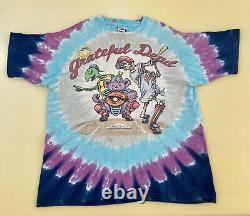 Vintage 1994 XL Grateful Dead Steal Your Base Tie Dye Shirt Liquid Blue FLAWS