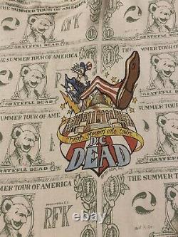 Vintage 1995 Grateful Dead RFK Stadium All Over Print GDM Bear Shirt Size Xl