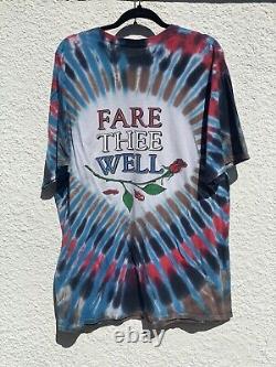 Vintage 1995 Grateful Dead Tie Dye FARE THE WELL TOUR Tee 30 Years XL Skull Tear