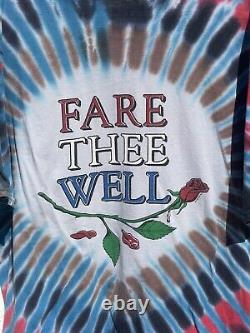 Vintage 1995 Grateful Dead Tie Dye FARE THE WELL TOUR Tee 30 Years XL Skull Tear