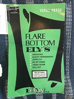 Vintage 70s Ely & Walker Flare Bottoms Denim Striped Size 26 New Dead Stock