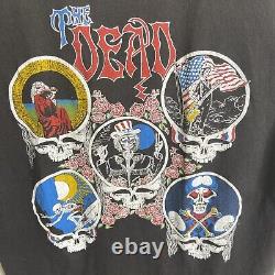 Vintage 80's Grateful Dead Mens Black T Shirt Dancing Skeletons Skull Roses L