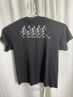 Vintage 80's Grateful Dead Mens Black T Shirt Dancing Skeletons Skull Roses L