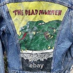 Vintage 80s 90s Hand Painted The Dead Milkmen Levis Jacket Size 30R