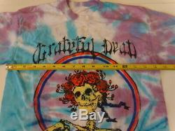 Vintage 80s Grateful Dead 1988 Tour Live in Concert Skull & Rose Tie-Dye T-shirt