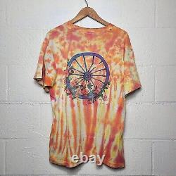 Vintage 80s Grateful Dead Skeleton Rose Bertha Wagon Wheel Tie Dye Shirt XL USA