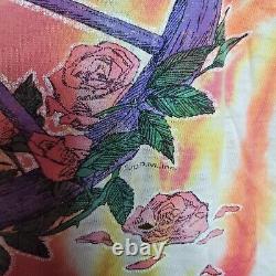 Vintage 80s Grateful Dead Skeleton Rose Bertha Wagon Wheel Tie Dye Shirt XL USA