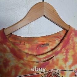 Vintage 80s Grateful Dead Skeleton Rose Bertha Wagon Wheel Tie Dye Shirt XL USA