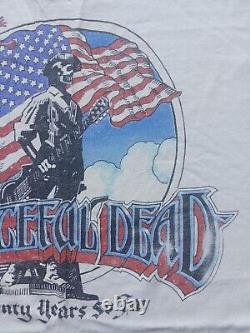 Vintage 80s Grateful Dead Twenty Years So Far 1985 American Army Flag T-Shirt L