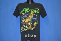 Vintage 80s POISON SECURITY DEAD WRONG 1989 METAL ROCK GUN BARREL CAT t-shirt M