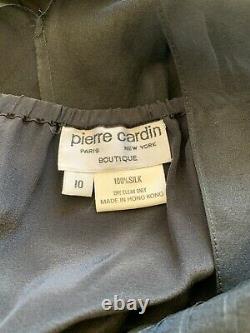 Vintage 80s Pierre Cardin Boutique Dead Stock Black Silk Small