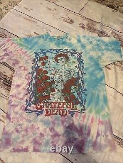 Vintage 90s GRATEFUL DEAD TIE DYE T SHIRT Liquid Blue 1990s Xl 1990 2 Sided