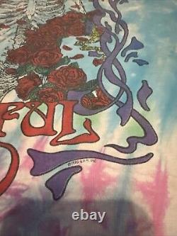 Vintage 90s GRATEFUL DEAD TIE DYE T SHIRT Liquid Blue 1990s Xl 1990 2 Sided