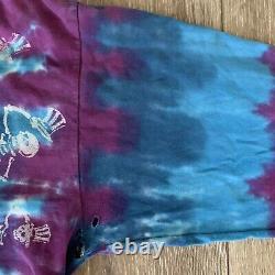 Vintage 90s Grateful Dead Dancing Skeletons Tie Dye T Shirt Distressed Hippy