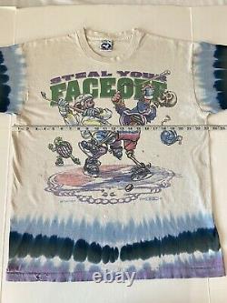 Vintage 90s Grateful Dead Steal Your Face Off Liquid Blue XL T-shirt Very Rare