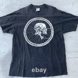 Vintage 90s Skull Cycling T Shirt Dead Head Bicycle Racing Riding Tooth Tread XL