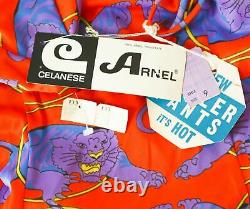 Vintage Arnel NWT NEW Dead Stock Micro Mini Slip Dress Tunic Tiger Print Size 9
