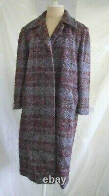 Vintage Dead StockCoat 60s Boucle Tweed Fuzzy Purple Heather Bromley Belted Back