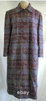 Vintage Dead StockCoat 60s Boucle Tweed Fuzzy Purple Heather Bromley Belted Back