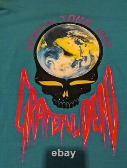 Vintage Grateful Dead ANVIL Shirt Large Rain Forest Blue OG 1993 Spring Tour