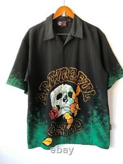 Vintage Grateful Dead Dragonfly Shirt Men XLarge Black Button Up Skull Camp 2004