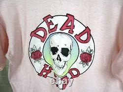 Vintage Grateful Dead Head T-shirt Pink Skull Rose Skate Surf Thrasher Pushead