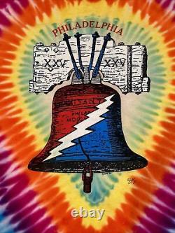 Vintage Grateful Dead Philadelphia Liberty Bell Vans Rainbow Tie-Dye T-Shirt XL