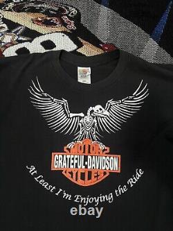 Vintage Grateful Dead Shirt Motorcycle Harley Davidson FL Tour 90s 2 Sided Rare