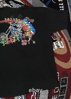 Vintage Grateful Dead Shirt Motorcycle Harley Davidson FL Tour 90s 2 Sided Rare