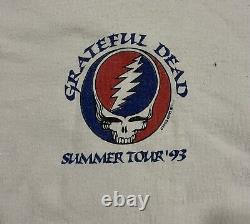 Vintage Grateful Dead Summer Tour 1993 White Liquid Blue T-Shirt Men's XL