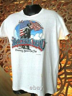 Vintage Grateful Dead T-Shirt (XL) 1985 20 Years So Far USA Flag Band Tee Stones