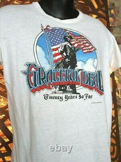 Vintage Grateful Dead T-Shirt (XL) 1985 20 Years So Far USA Flag Band Tee Stones