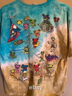 Vintage Grateful Dead Tie-Dyed T-shirt with Whimsical Characters front and back