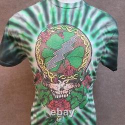 Vintage Grateful Dead Tie dye T-shirt Neon Green Black While Skull 90s Size L