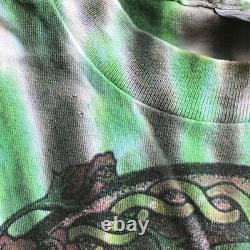 Vintage Grateful Dead Tie dye T-shirt sz XL Neon Green Black While Skull 90s 96