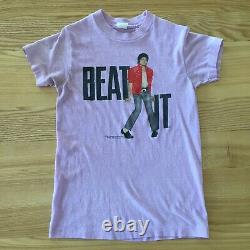 Vintage Michael Jackson Beat It T-Shirt Youth Large 1984 Original Lavender