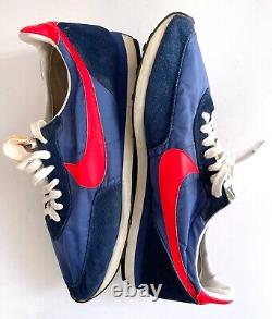 Vintage ORIGINAL 1970s Dead Stock Nike Waffle Trainer Blue Red Shoes Mens 13
