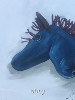 Vintage Original Art Painting Dead Hobby Horse Anime Rebecca Lesny Harrisburg, PA