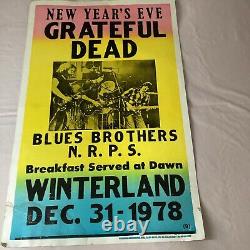 Vintage Original Grateful Dead Blues Brothers Poster Winterland Dec. 31, 1978