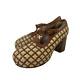 Vintage RED OR DEAD 90's does 70's Brown Woven Leather T-Strap Platforms Pumps