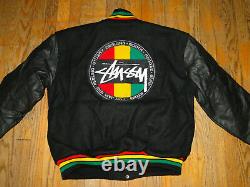 Vintage STUSSY varsity jacket 90s hip hop shirt rap letterman Dead stock Sz. L